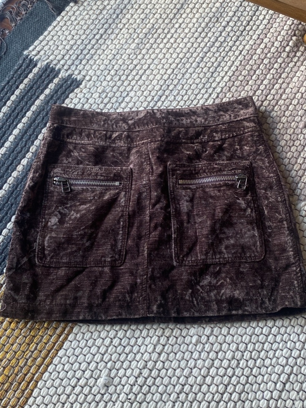 Free People Brown Crushed Velvet Mini Skirt size 8